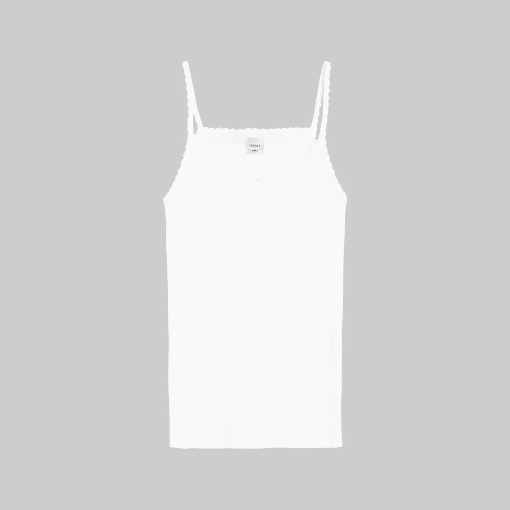 Leset White Pointelle Camisole Tank